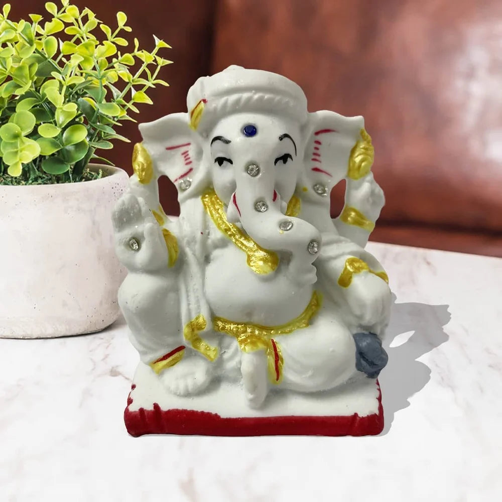 Lord Ganesha Idol | Premium Polyresin Car Dashboard & Home Décor